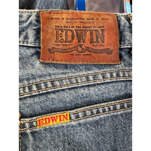 Vintage Distressed Edwin Tokyo Jeans L.A. Slim Fit W33 L34 90s - Picture 12 of 16